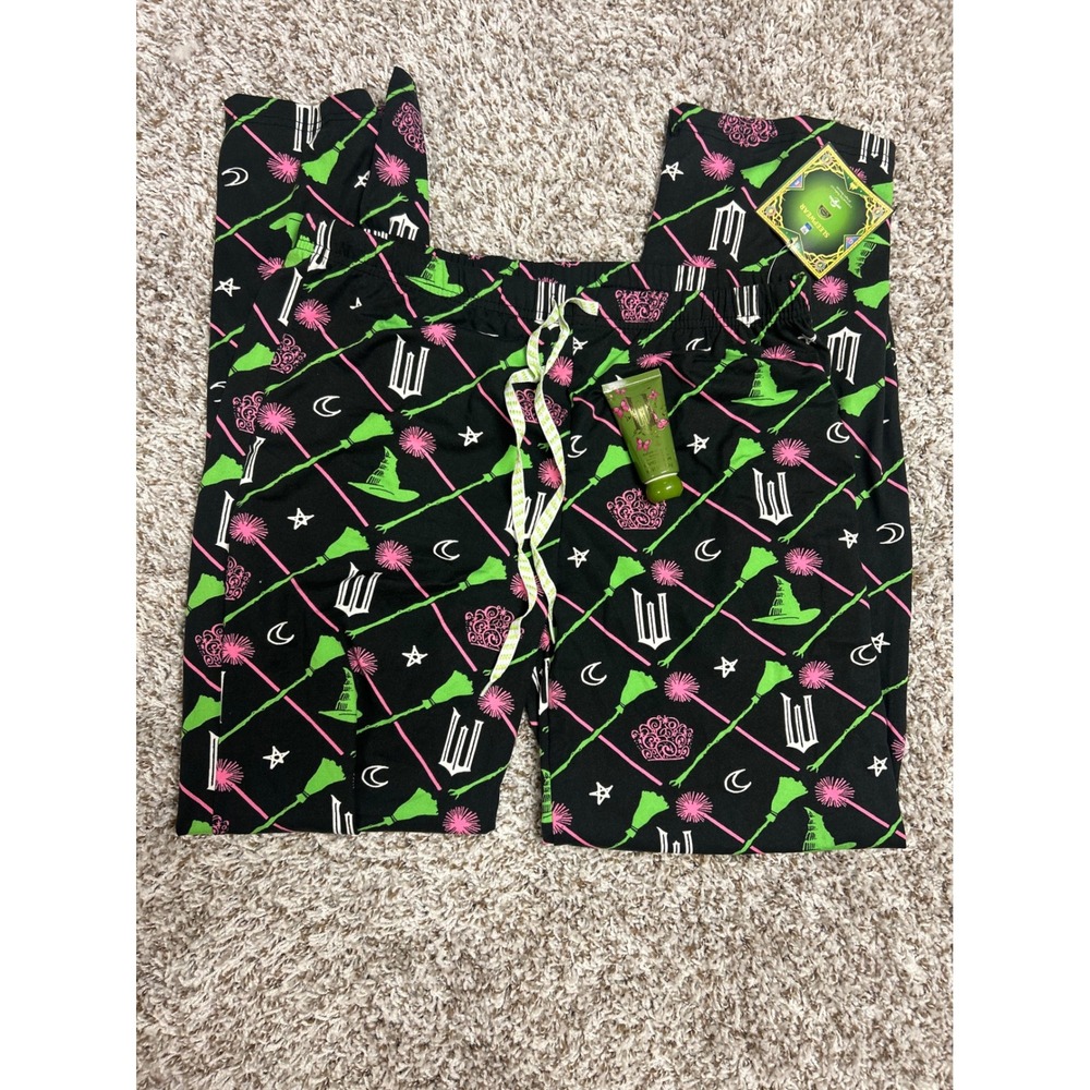 Wicked Movie Pajama Pants and Hand Cream Set Black Green Pink Large NWT